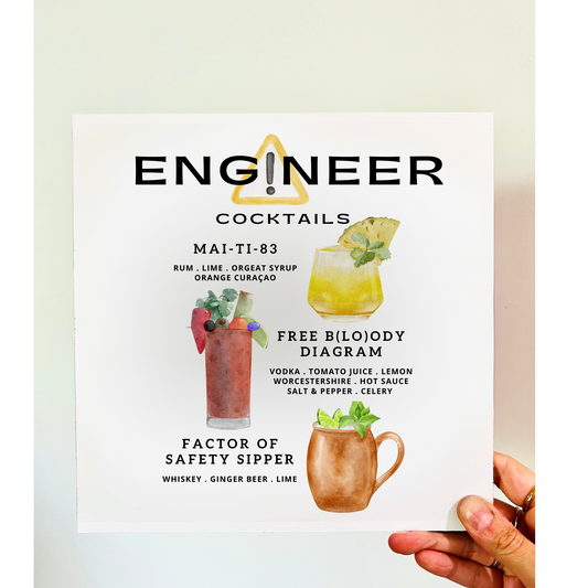 Enginneer Cocktails Wood Print