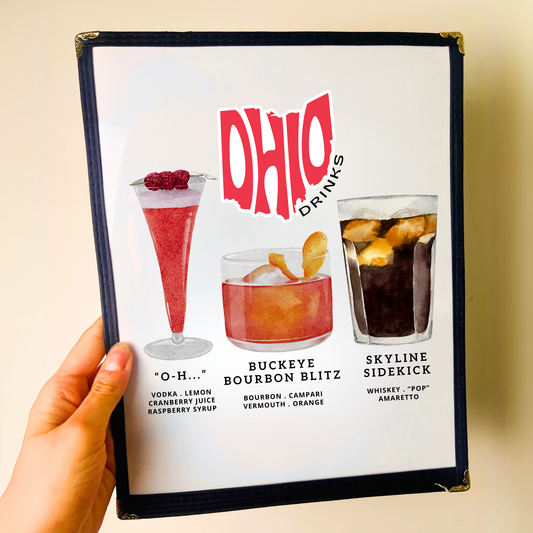Ohio Cocktails Restaurant Menu Print