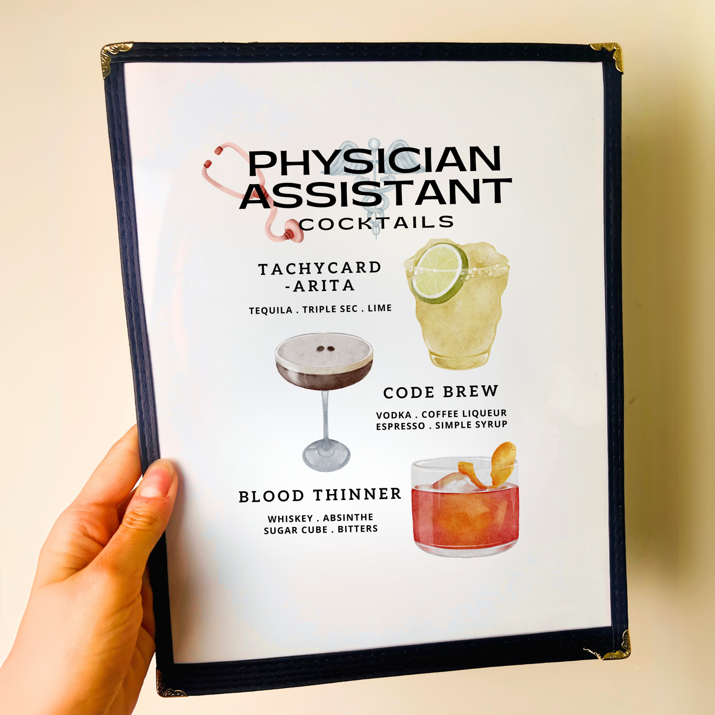 Physician Assistant Cocktails Restaurant Menu Print