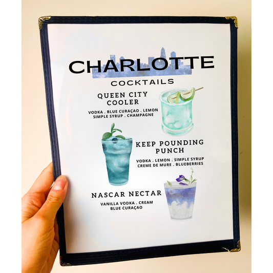 Charlotte Cocktails Restaurant Menu Print