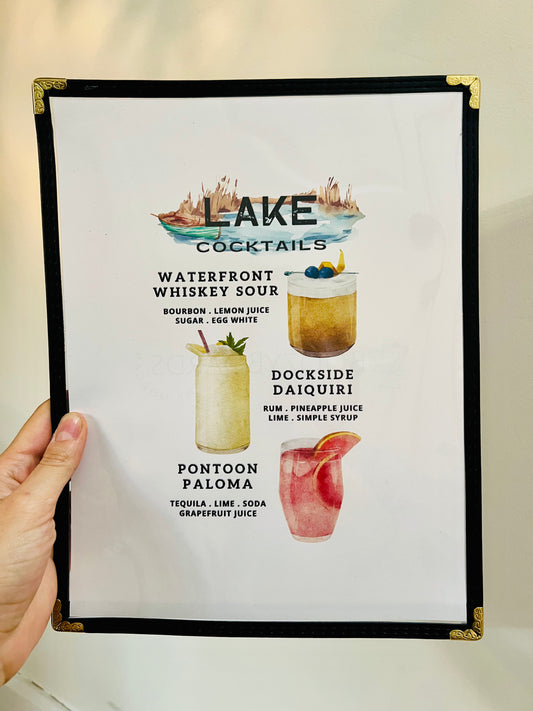Lake Cocktails Restaurant Menu Print