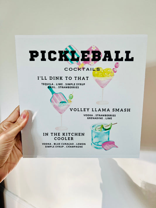Pickleball Cocktails Wood Print