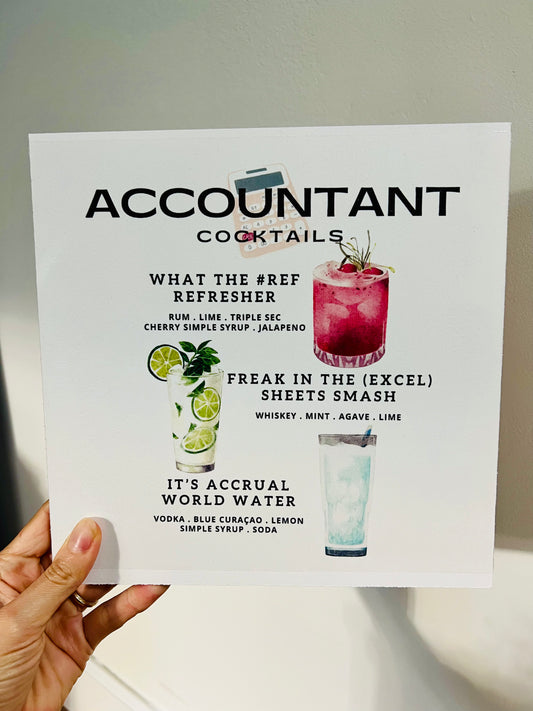 Accountant Cocktails Wood Print
