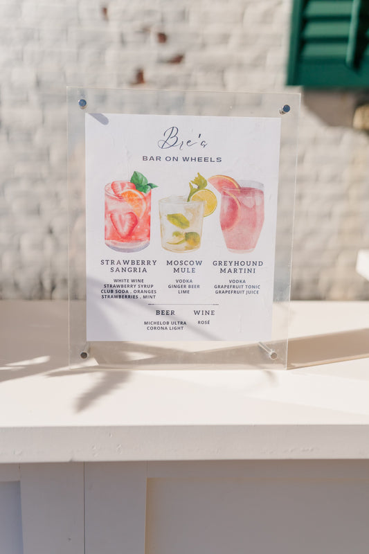 Acrylic Menus | 8x10