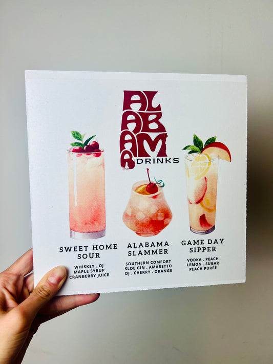 Alabama Cocktails Wood Print