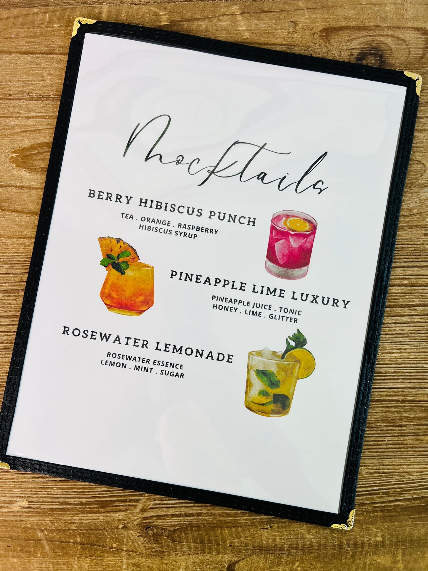 Mocktails Restaurant Menu Print
