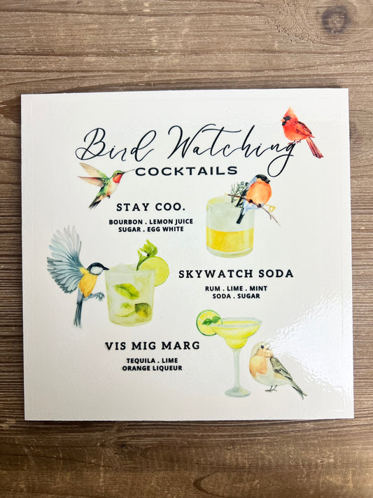 Bird Watching Cocktails Wood Print
