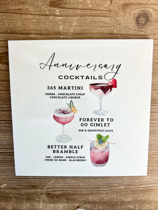 Anniversary Cocktails Wood Print