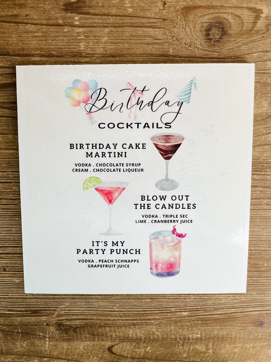 Birthday Cocktails Wood Print