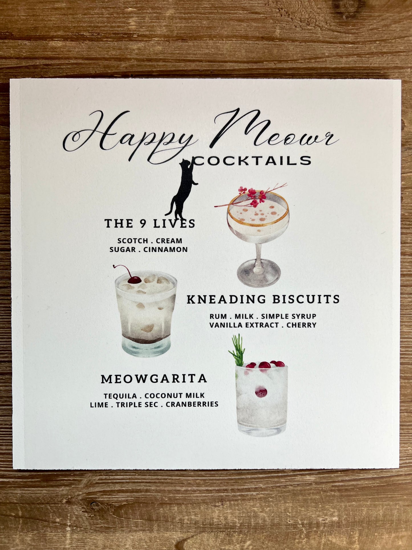 Cat Lover Cocktails Wood Print