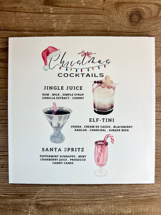 Christmas Cocktails Wood Print