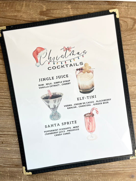Christmas Cocktails Restaurant Menu Print