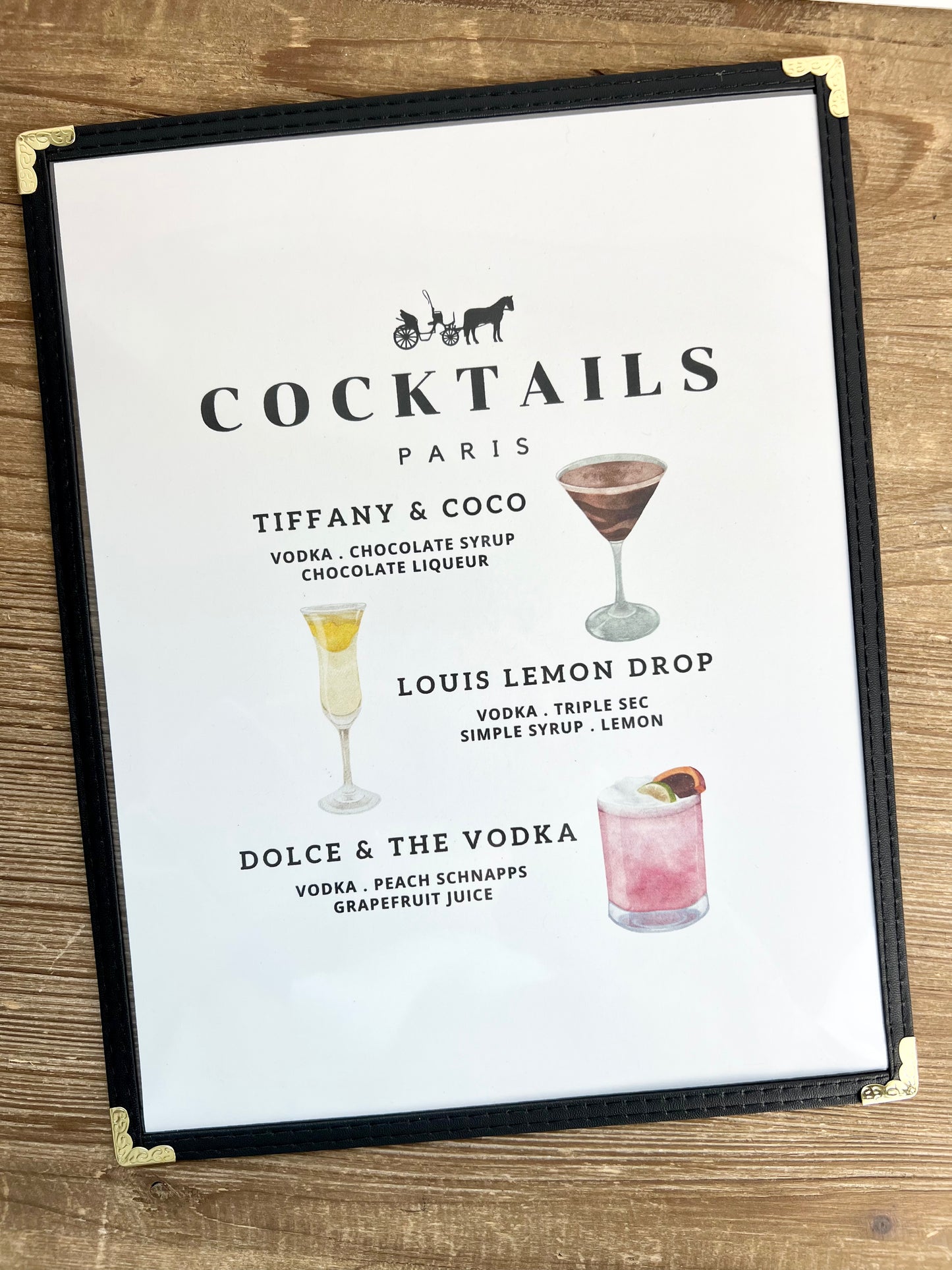 Fashion Lover Cocktails Restaurant Menu Print