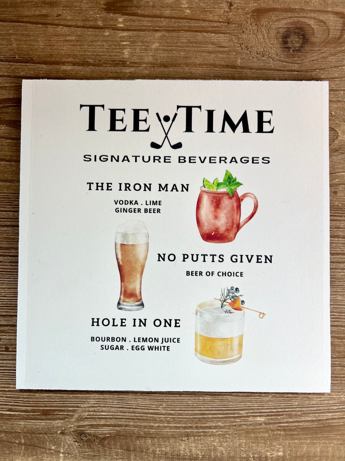 Golf Cocktails Wood Print