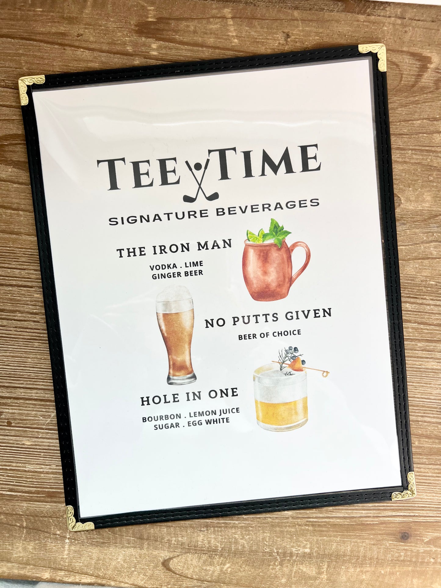 Golf Cocktails Restaurant Menu Print