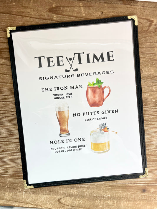 Golf Cocktails Restaurant Menu Print