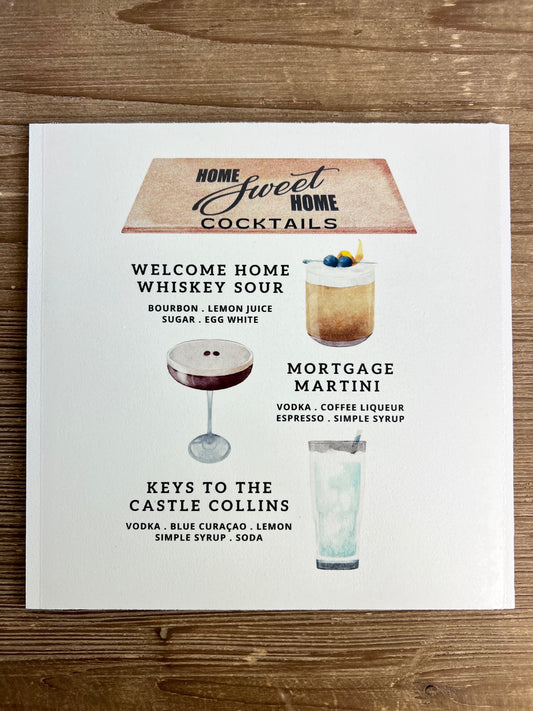 House Warming Cocktails Wood Print