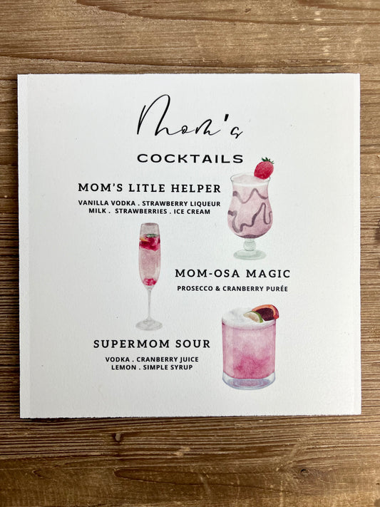 Mom's Cocktails Wood Print