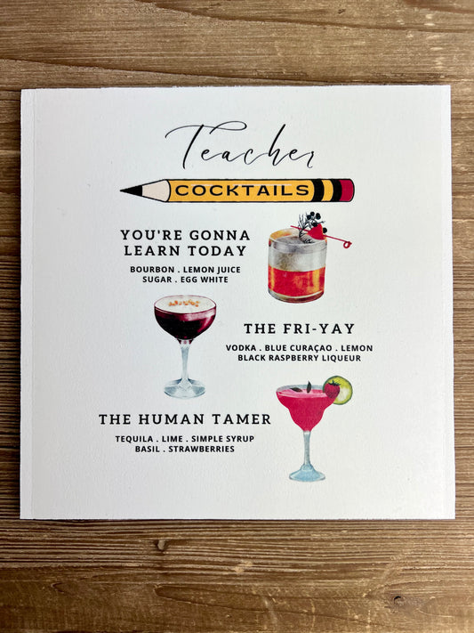 Teacher Cocktails Wood Print