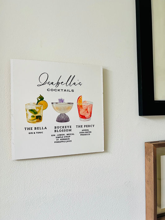 Custom Boozy Menu Wood Print