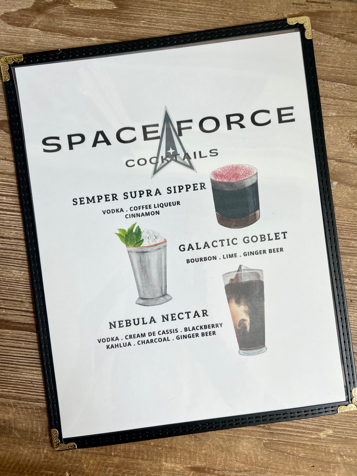 Space Force Cocktails Restaurant Menu Print
