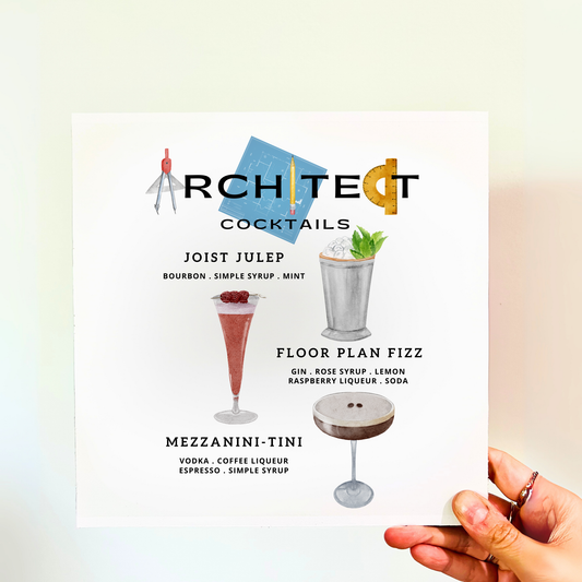 Architect Cocktails Wood Print