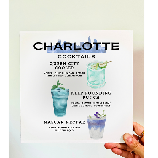 Charlotte Cocktails Wood Print