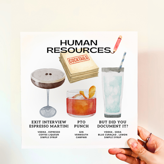 Human Resources Cocktails Wood Print