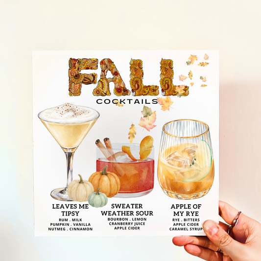 Fall Cocktails Wood Print