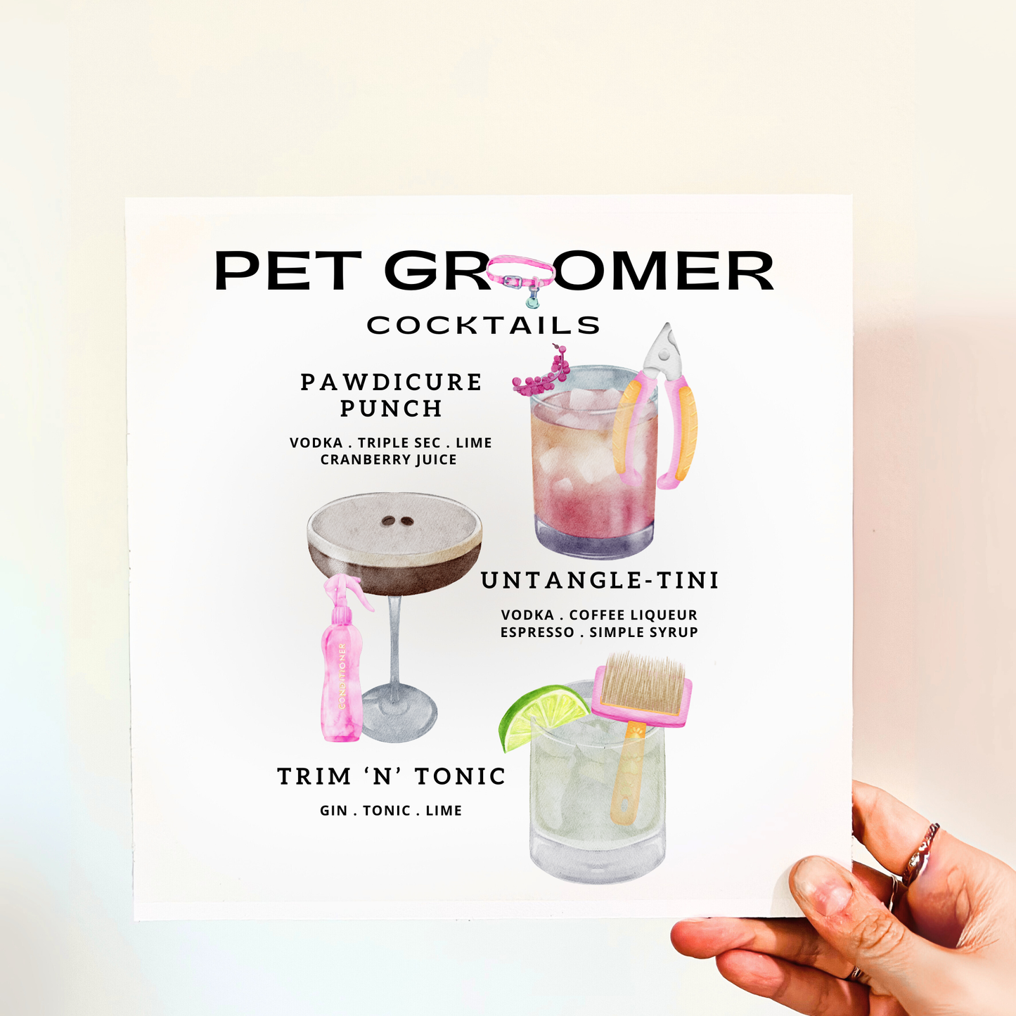Pet Groomer Cocktails Wood Print