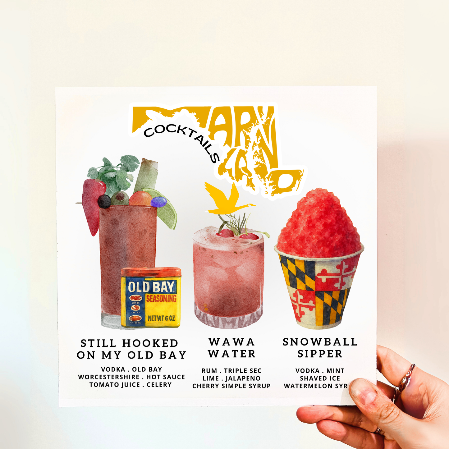 Maryland Cocktails Wood Print