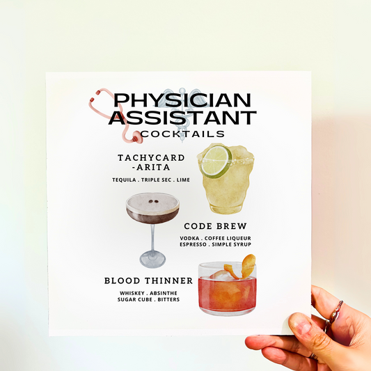 Physician Assistant Cocktails Wood Print