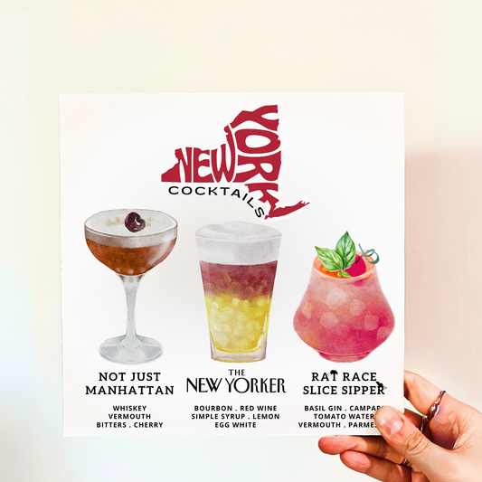 New York Cocktails Wood Print