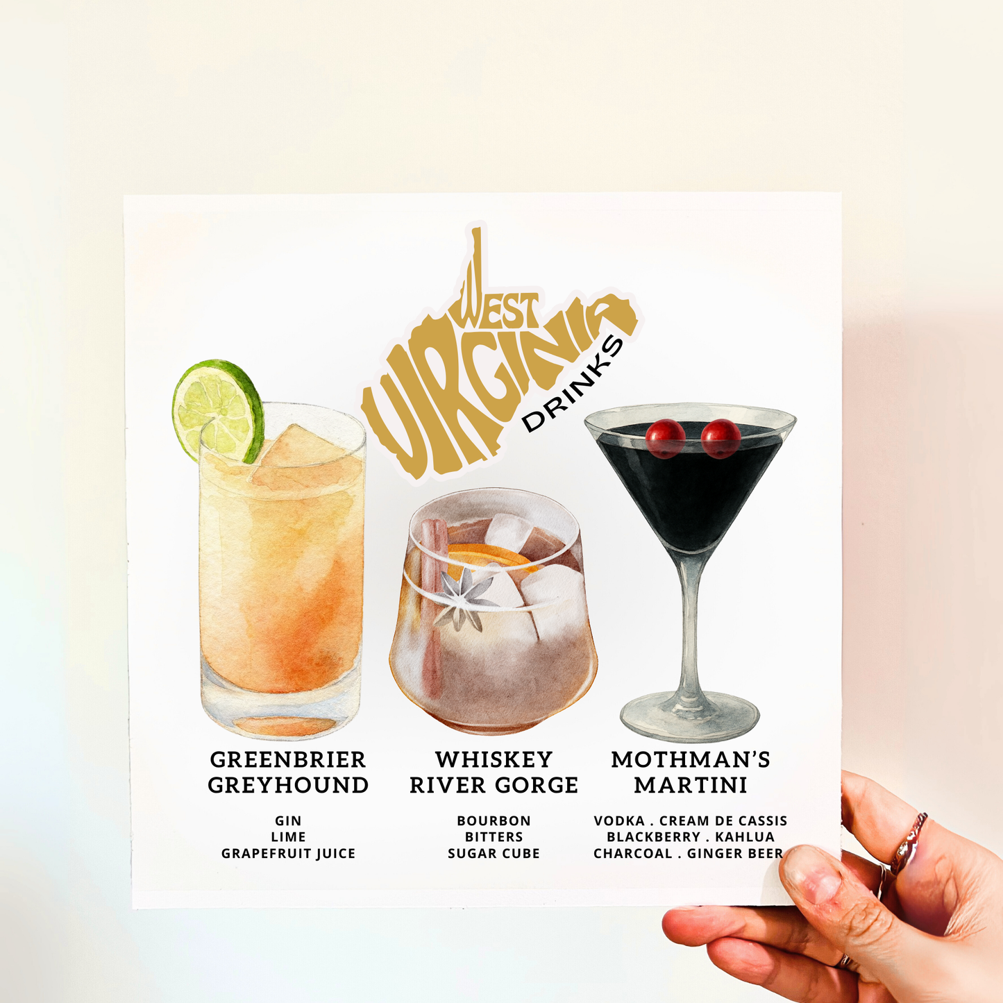 West Virginia Cocktails Wood Print