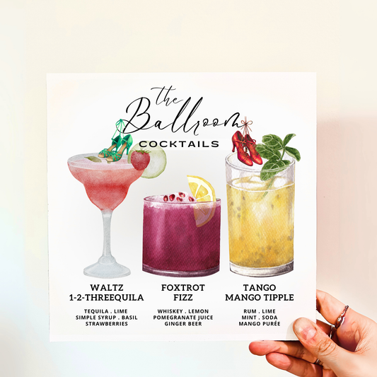 Ballroom Dance Cocktails Wood Print