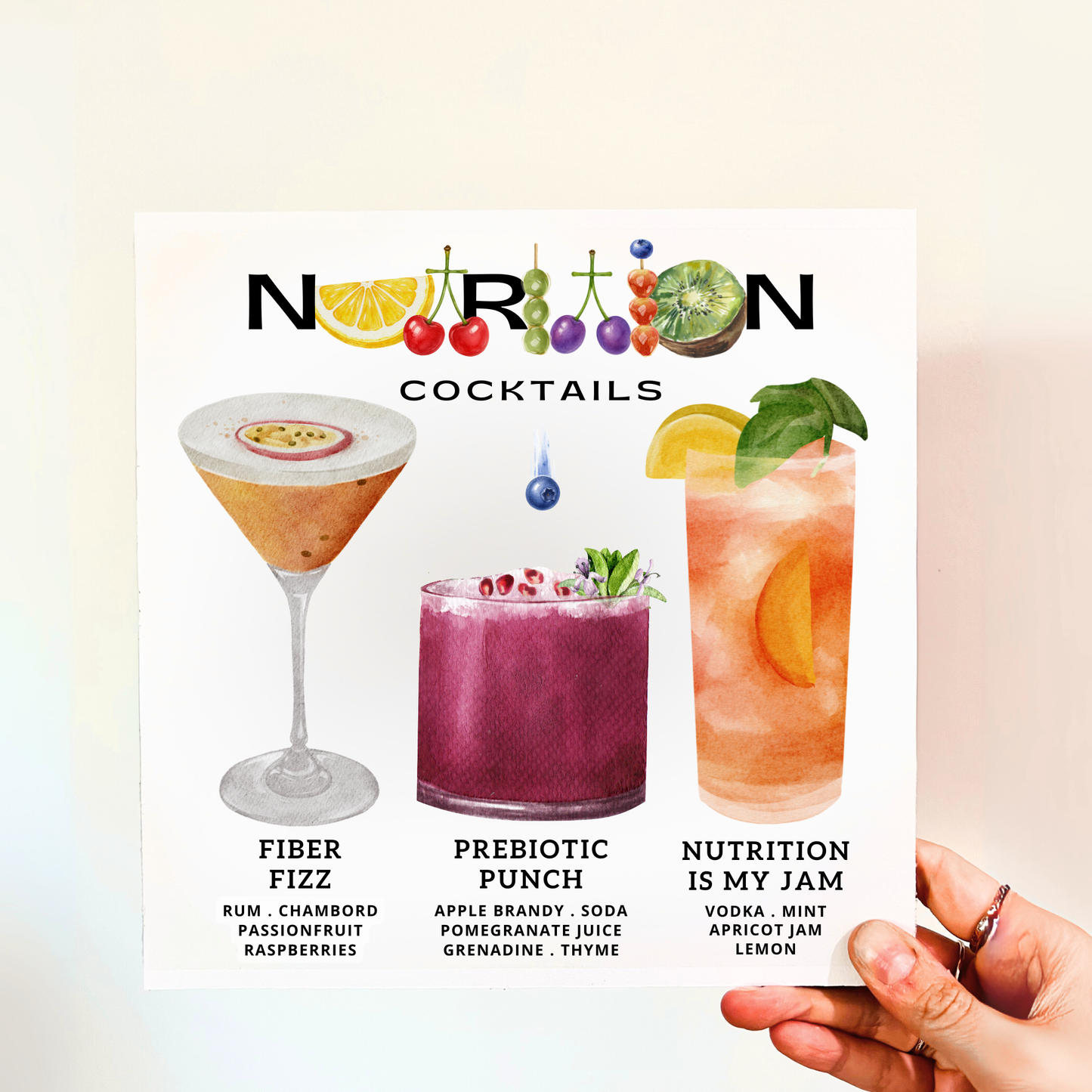 Nutrition Cocktails Wood Print