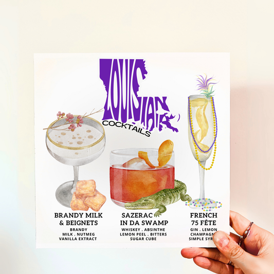 Louisiana Cocktails Wood Print