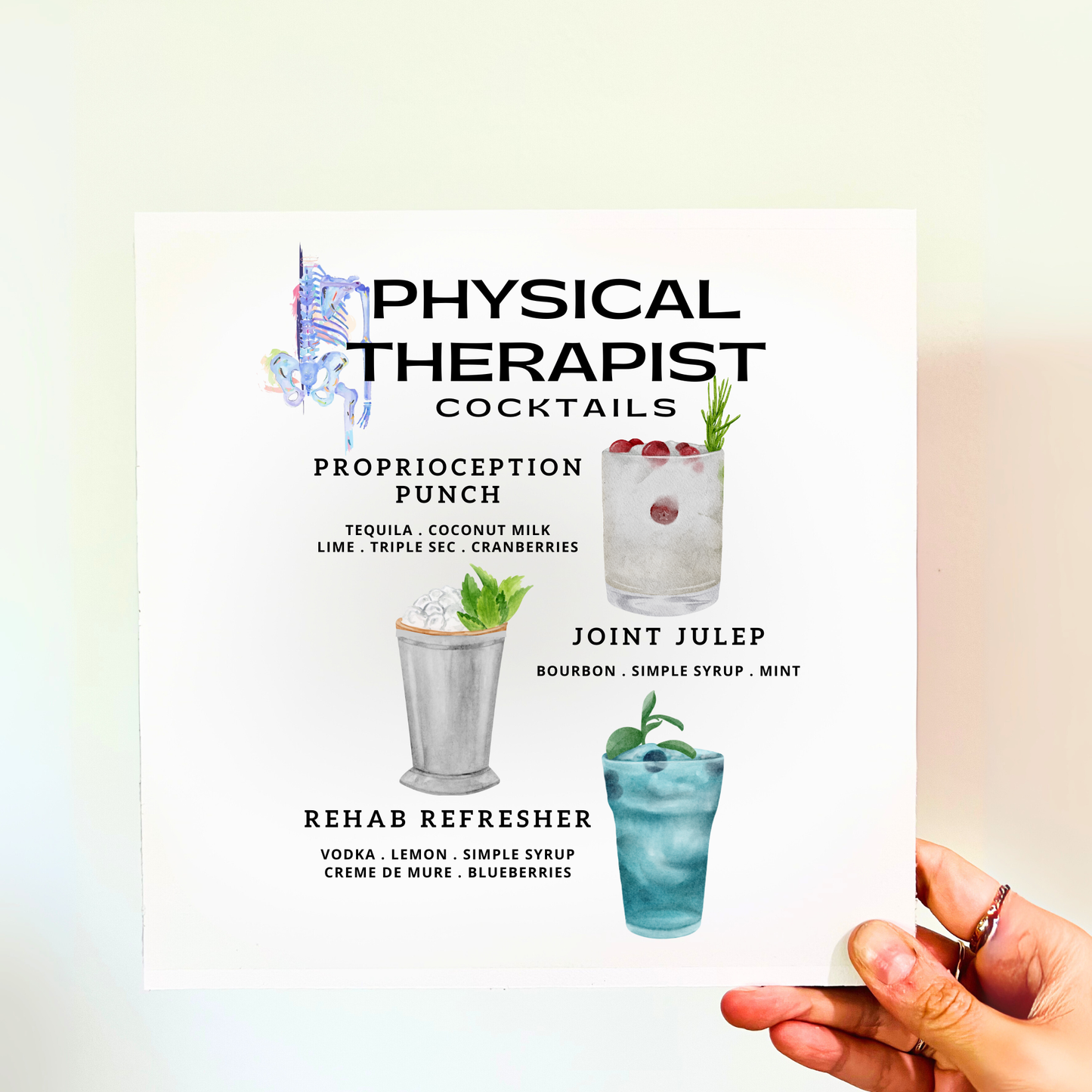 Physical Therapist Cocktails Wood Print