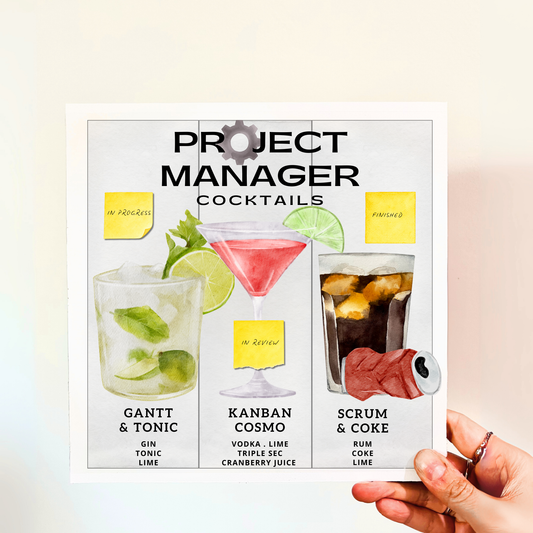 Project Manager Cocktails Wood Print