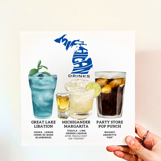 Michigan Cocktails Wood Print