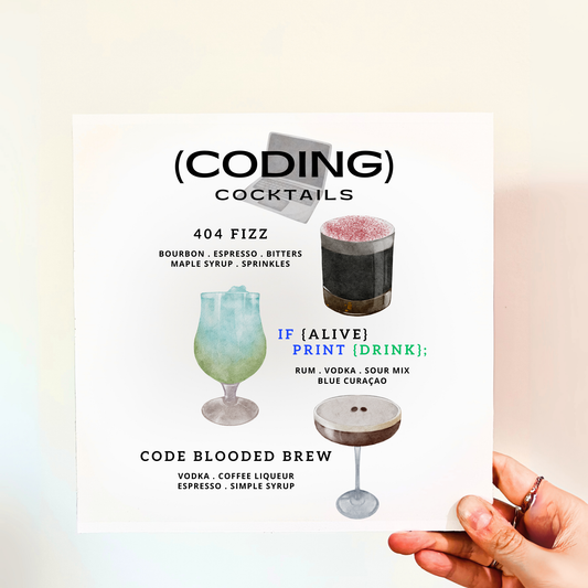Coding Cocktails Wood Print