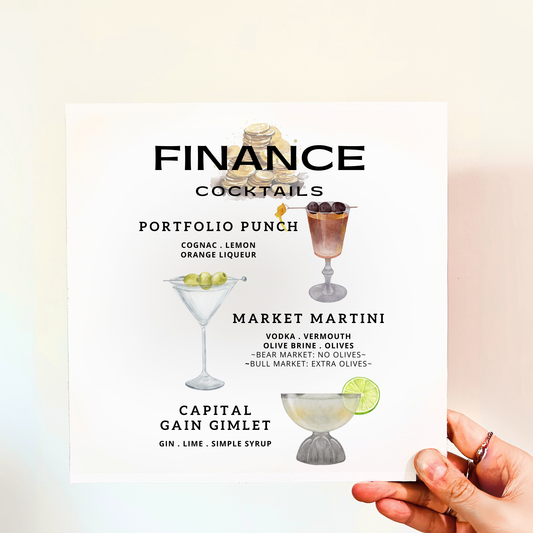 Finance Cocktails Wood Print