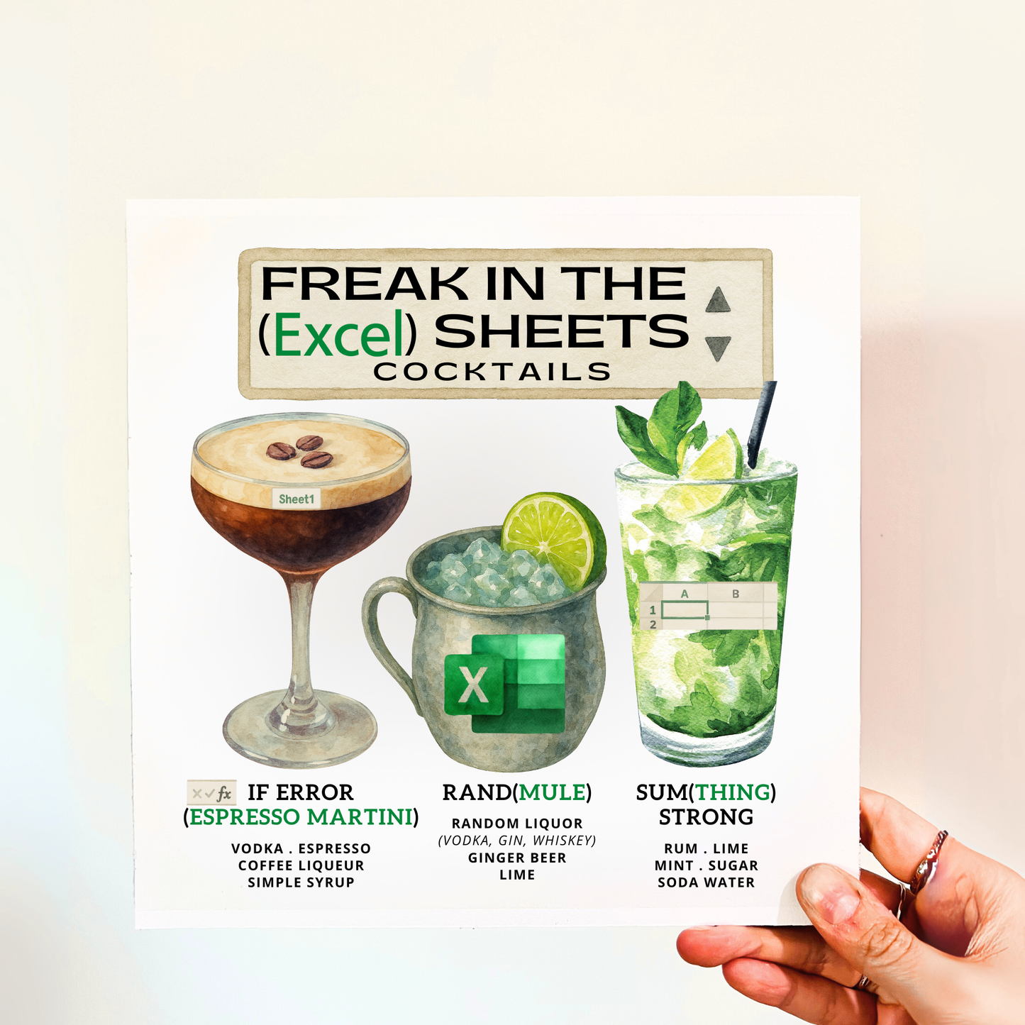Excel Expert Cocktails Wood Print