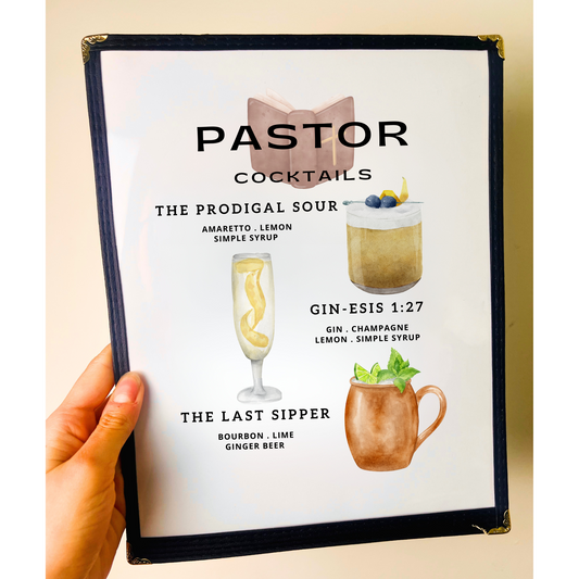 Pastor Cocktails Restaurant Menu Print