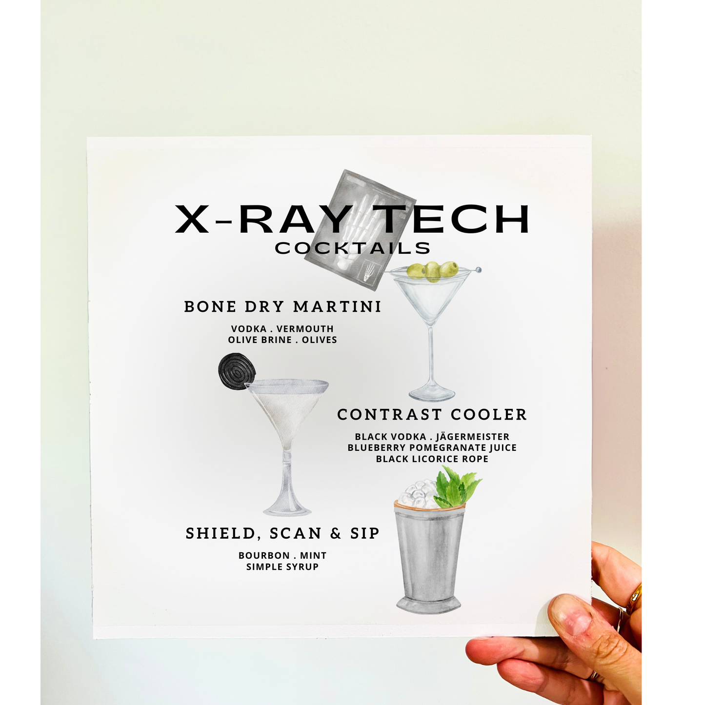 X-Ray Tech Cocktails Wood Print