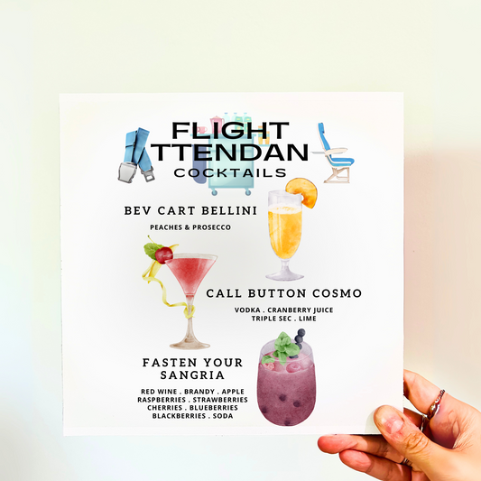 Flight Attendant Cocktails Wood Print