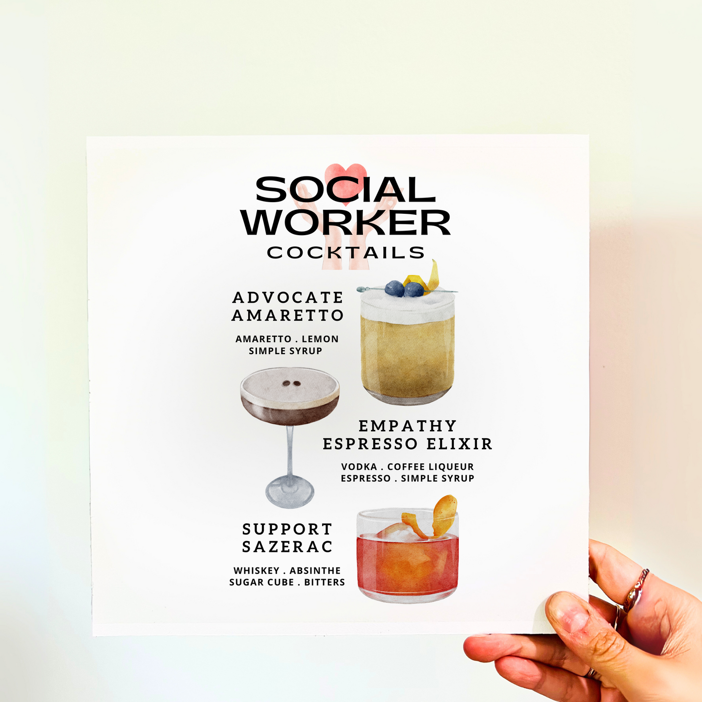 Social Worker Cocktails Wood Print