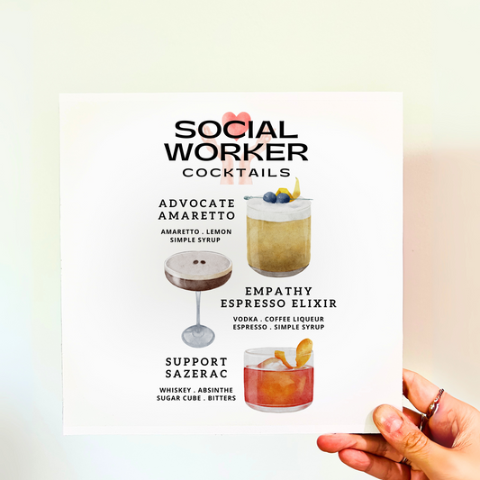 Social Worker Cocktails Wood Print