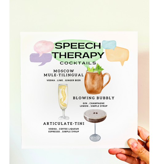 Speech Therapy Cocktails Wood Print