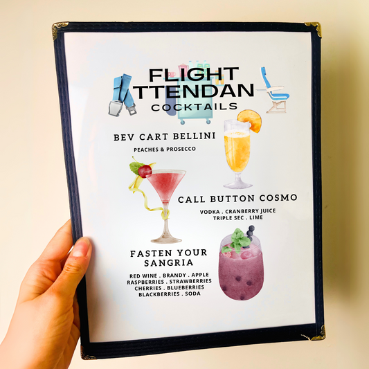 Flight Attendant Cocktails Restaurant Menu Print